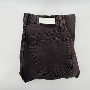 RE/DONE Womens High Rise Straight Leg Distressed Rip Jeans Faded Black Size 26